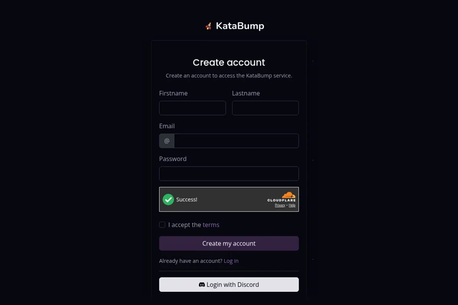 KataBump 注册表单